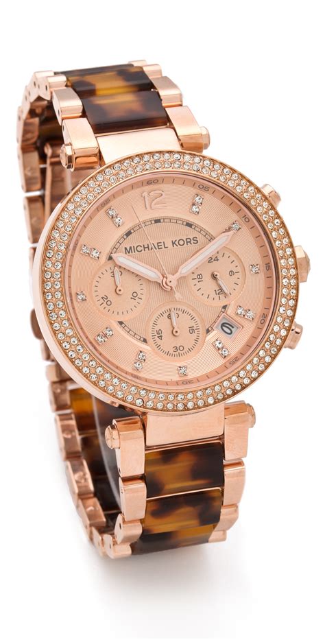 michael kors parker chronograph glitz rose gold|parker rose gold tones.